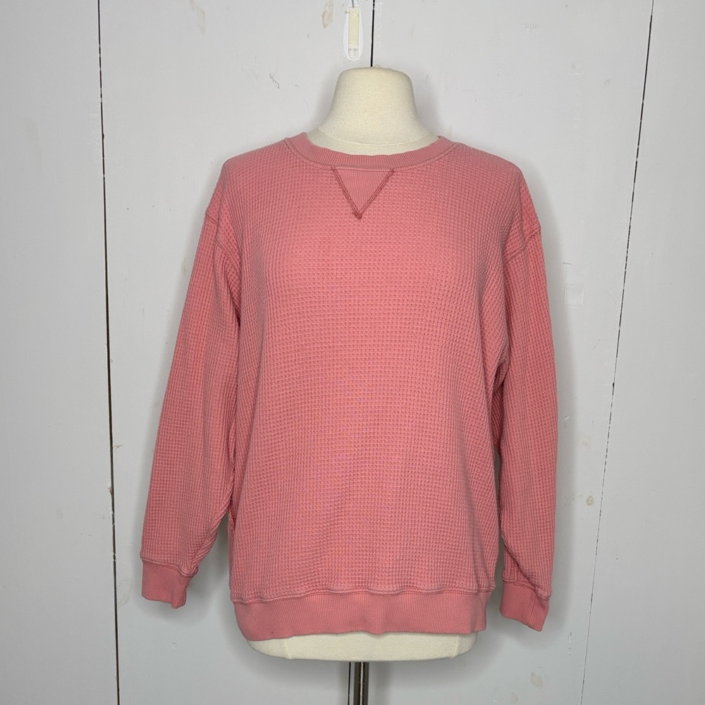 Aerie pink thermal weave cozy oversized top size small